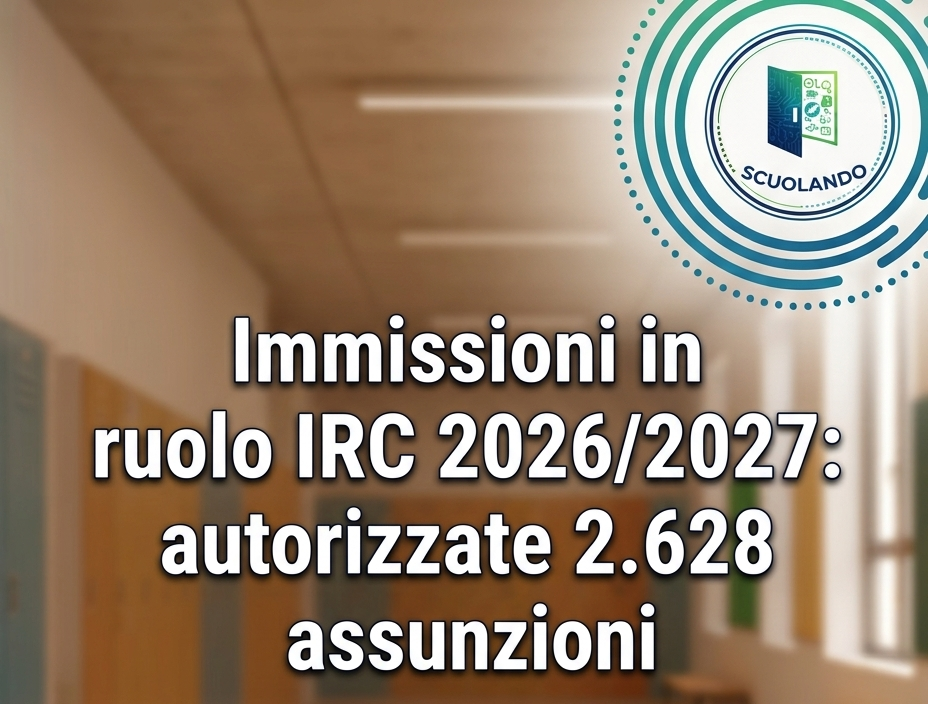 Ruolo docenti IRC 2026/27 assunzioni per 2.628 assunzioni