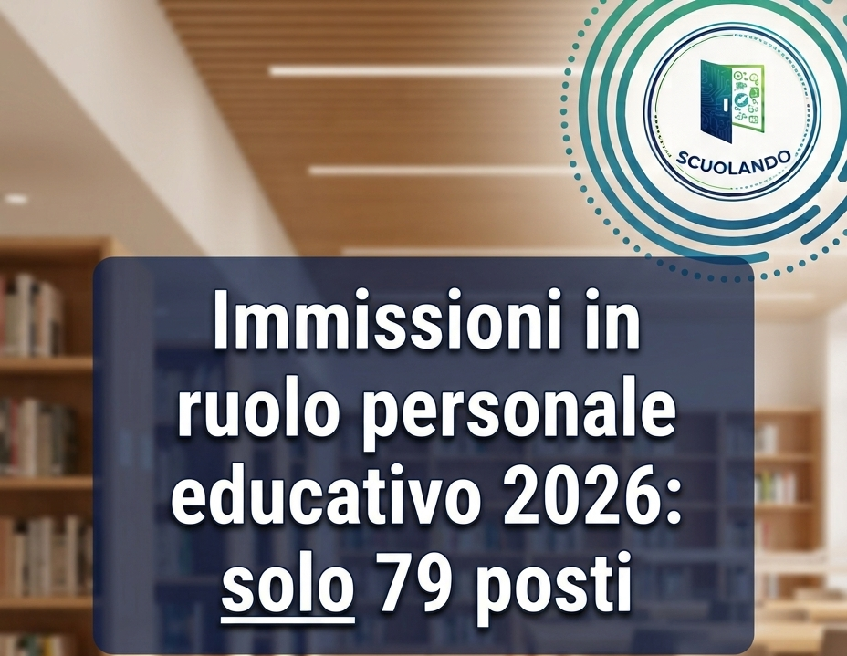 Immissioni in ruolo personale educativo 2026: solo 79 posti