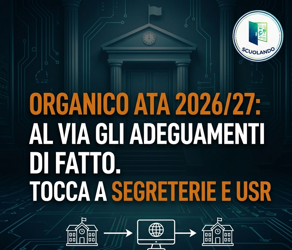 Organico ATA 2026/2027: dal 30 giugno l’adeguamento al fatto. Il ruolo chiave di Segreterie e USR nella trasmissione dei dati