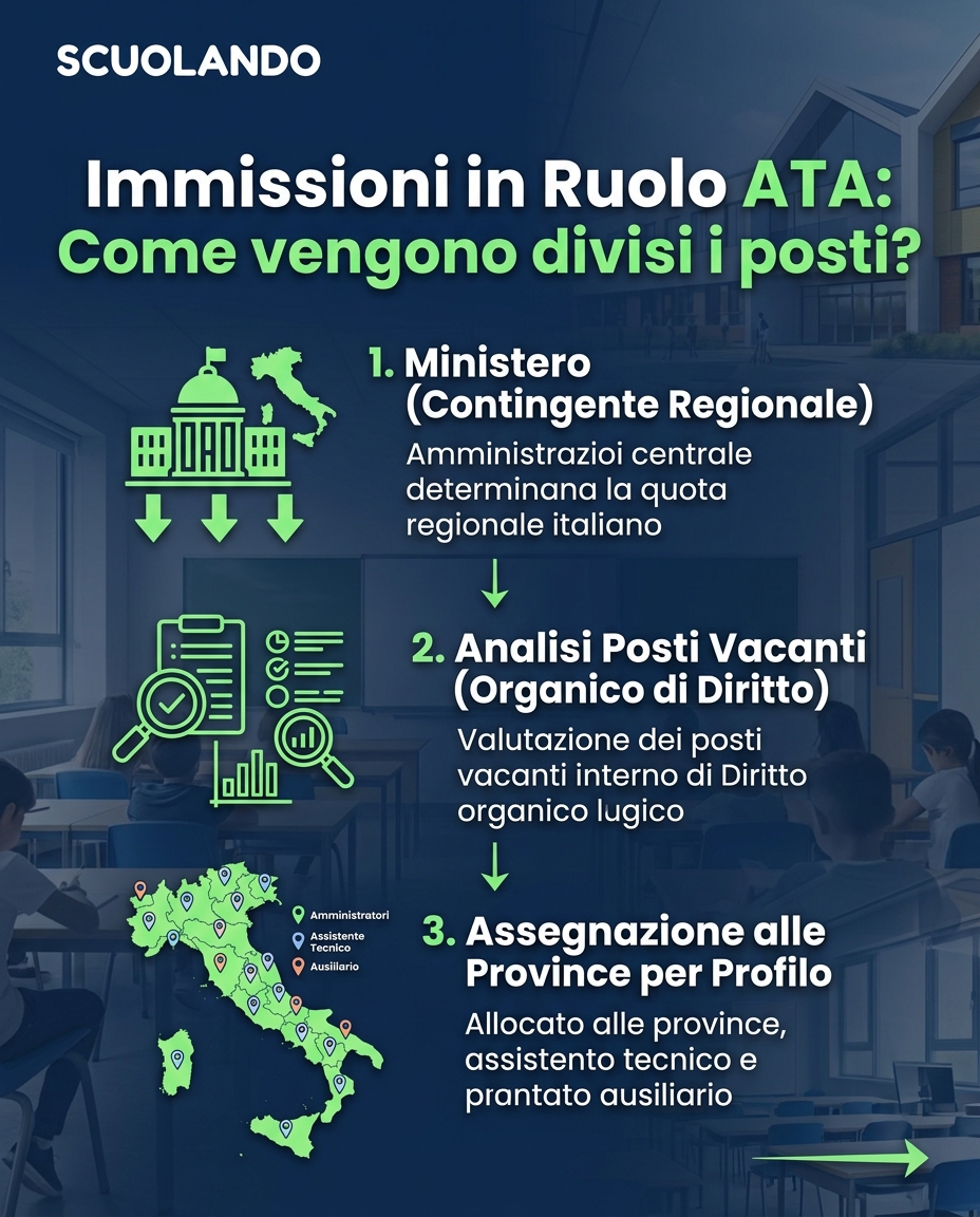 Assunzioni ATA: come funziona il riparto tra le province