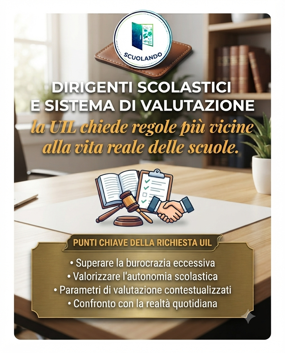 Dirigenti scolastici e sistema di valutazione: la UIL chiede regole più vicine alla vita reale delle scuole