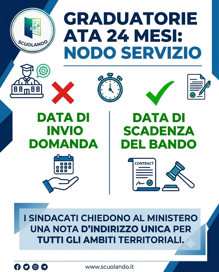 Graduatorie ATA 24 mesi: richieste sindacali per la valutazione del servizio fino alla scadenza del bando