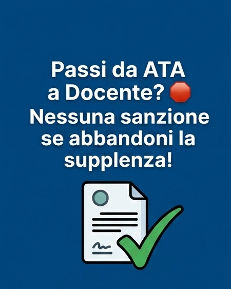 Passaggio da ATA a docente: nessuna sanzione per supplenza